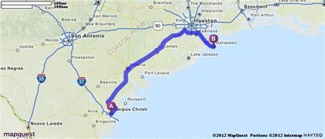Galveston to Dallas route map