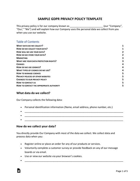 Gdpr Policy Template Uk