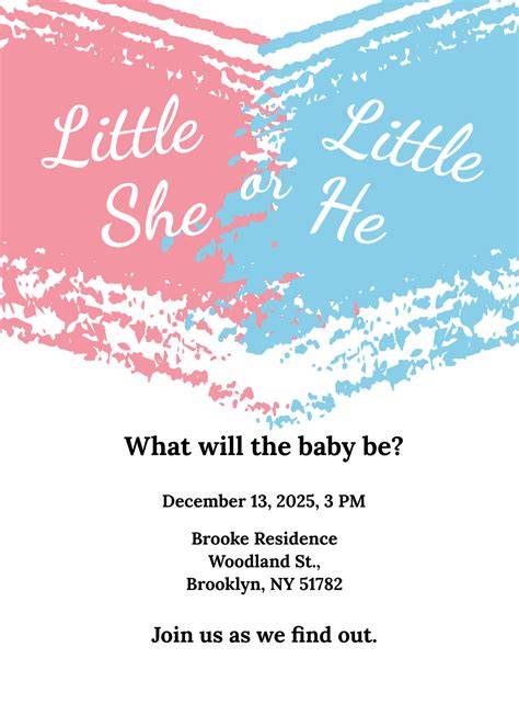 Gender Reveal Invitation Free Template