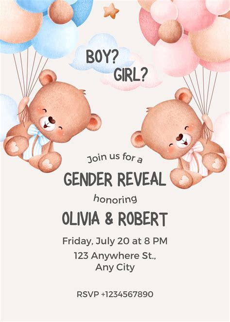 Gender Reveal Invitations Templates