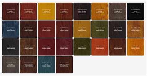 General Finishes Dye Stain Color Chart