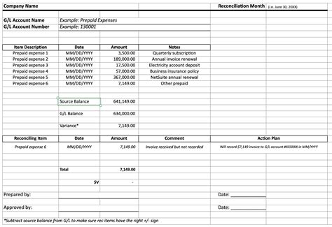 General Ledger Reconciliation Template Excel