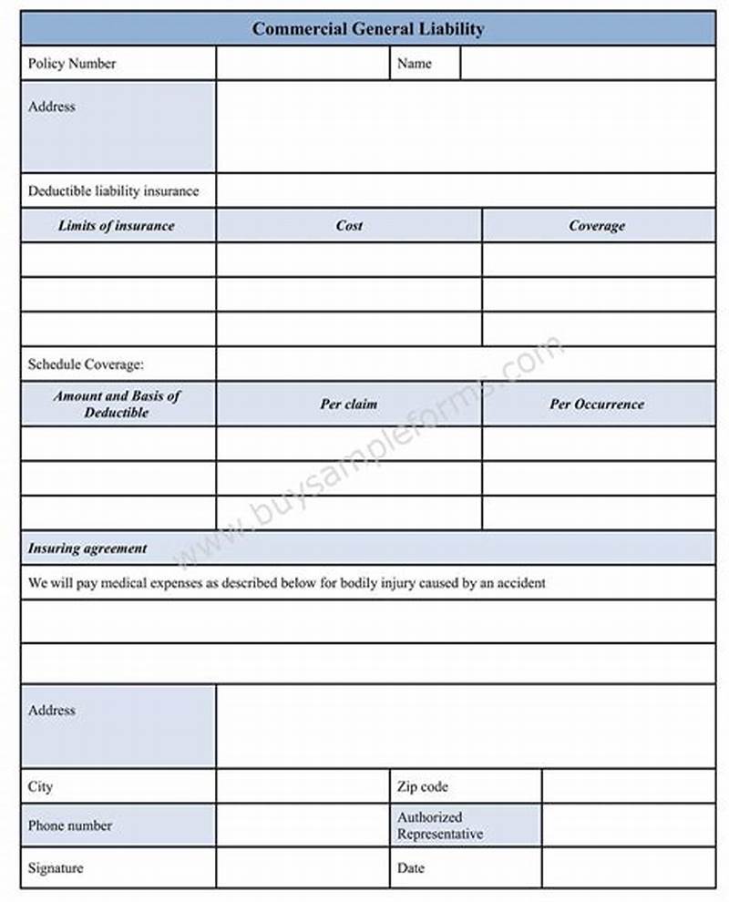 General Liability Insurance Form