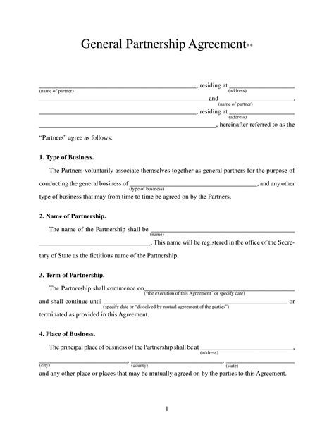 General Partnership Agreement Template