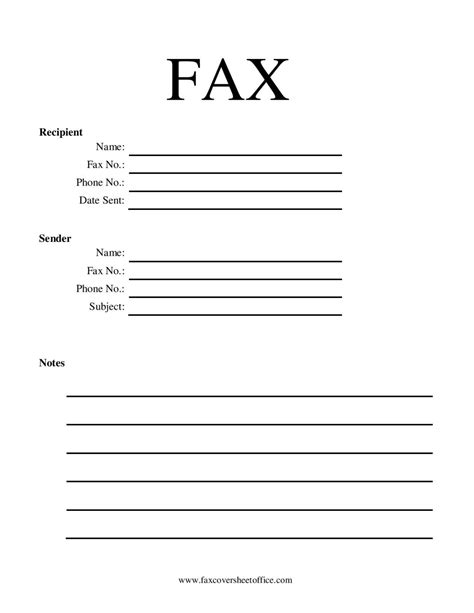 Generic Fax Cover Sheet Printable