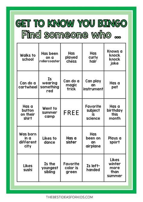 Get To Know You Bingo High School Free Printable