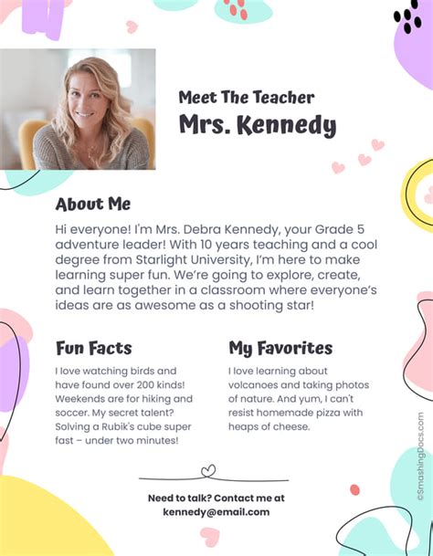 Getting To Know Your Teacher Template