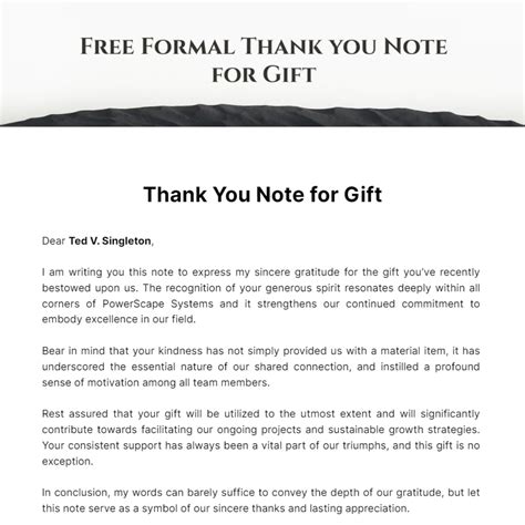 Gift Thank You Note Template