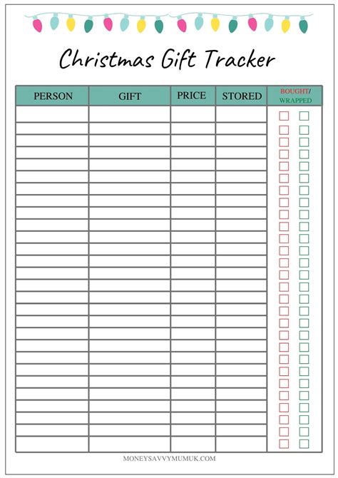 Gift Tracker Template