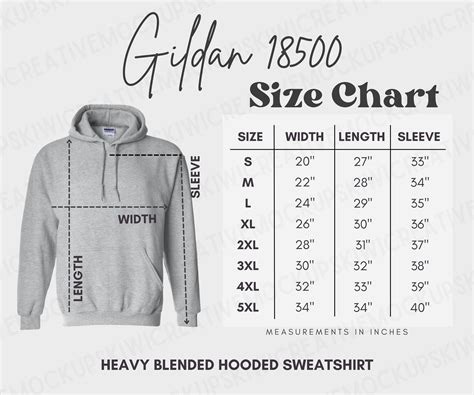 Gildan Heavy Blend Sweatshirt Size Chart