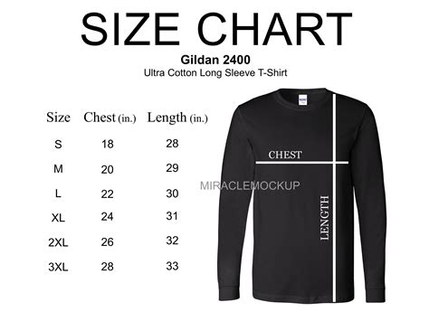Gildan Size Chart Long Sleeve