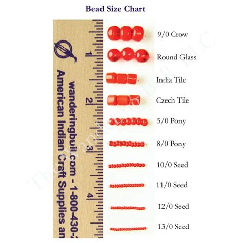 Glass Bead Size Chart
