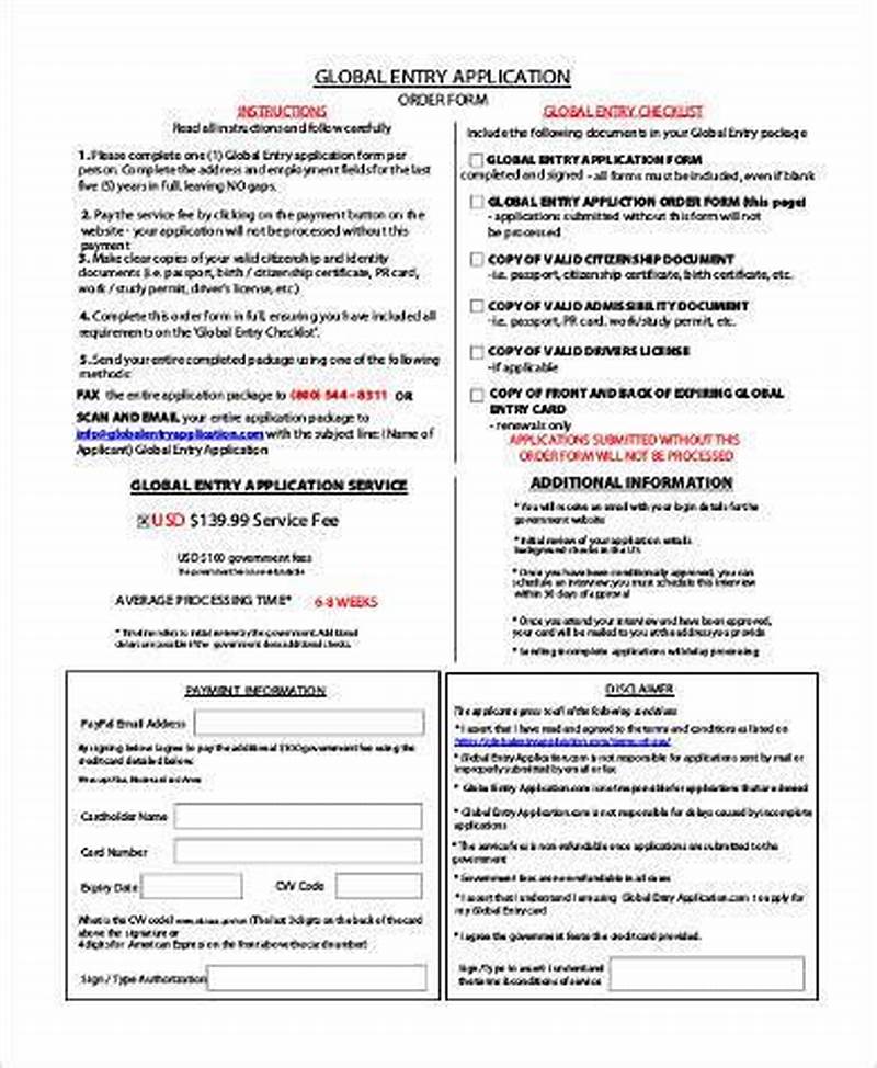 Global Entry Program Application Form
