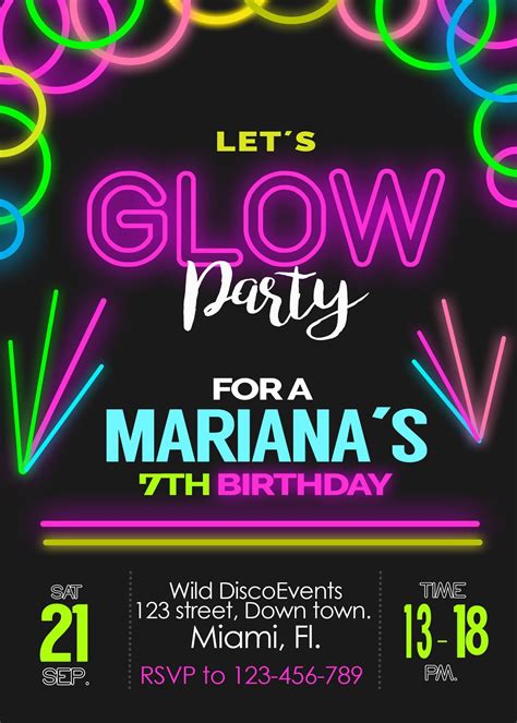 Glow Party Invitation Template
