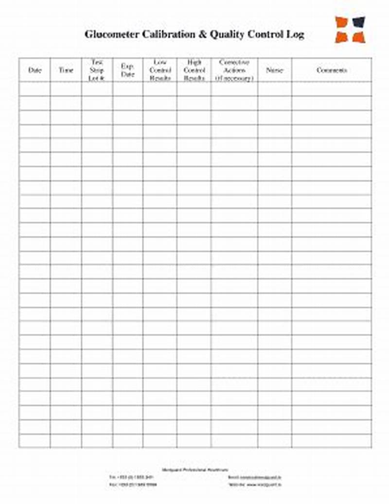 Glucometer Calibration Printable Glucometer Quality Control Log