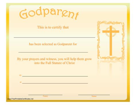 Godparent Certificate Template