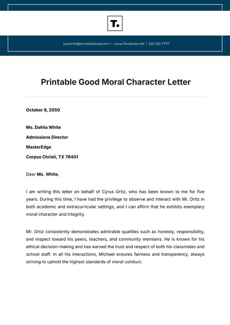 Good Moral Character Template