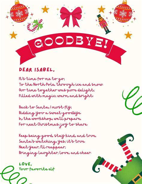 Goodbye Elf Letter Template