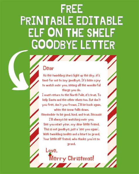 Goodbye Elf On The Shelf Letter Printable