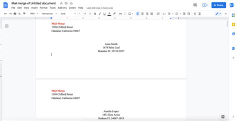 Google Doc Envelope Template
