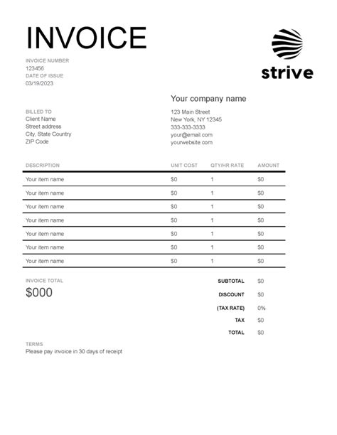 Google Doc Invoice Templates