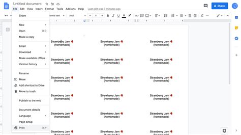 Google Doc Label Template