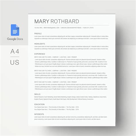 Google Docs Ats Resume Template