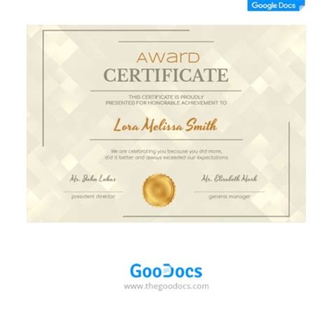 Google Docs Award Template