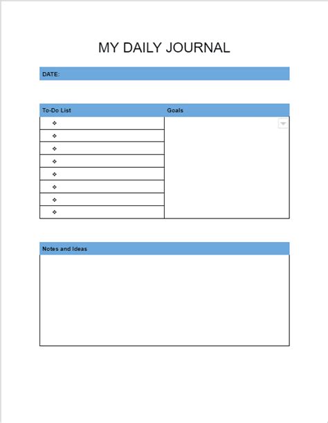 Google Docs Daily Journal Template