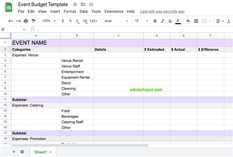 Google Docs Event Planning Template