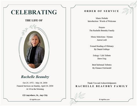 Google Docs Funeral Program Template