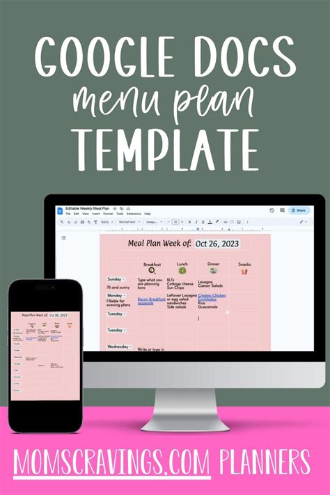 Google Docs Menu Template