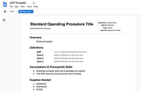 Google Docs Sop Template