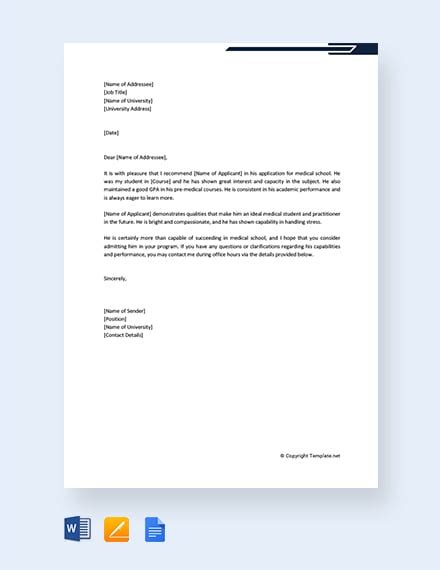 Google Docs letter of recommendation template Consistent Format