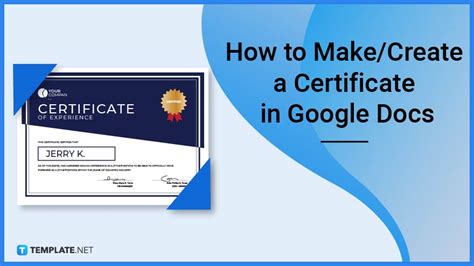 Google Document Certificate Template