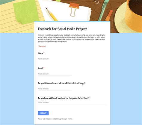 Google Forms Free Templates