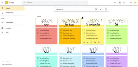Google Keep Templates