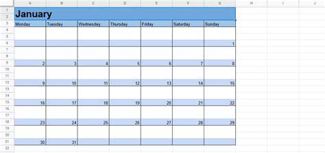 Google Sheet Calendar Template Free