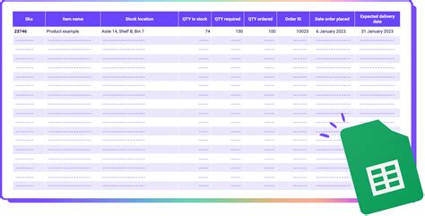 Google Sheet Inventory Management Template