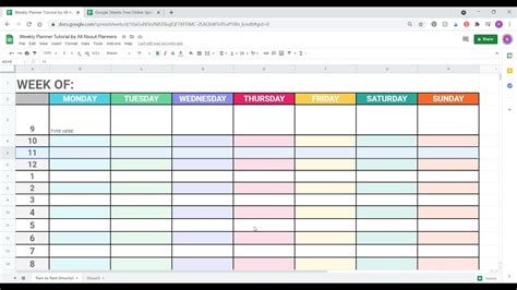 Google Sheet Weekly Calendar Template