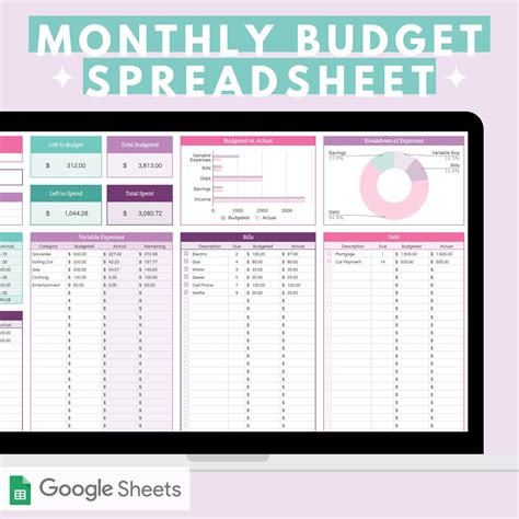 Google Sheets Monthly Expenses Template