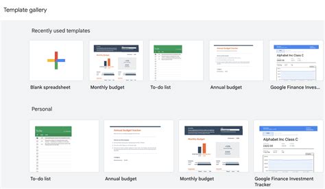 Google Sheets Template Gallery.