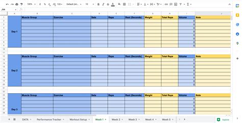 Google Sheets Workout Tracker Template