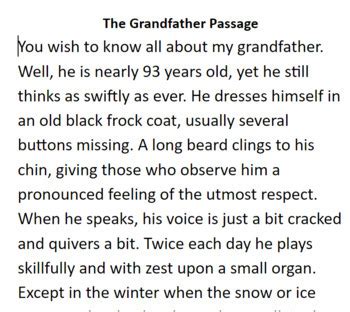 Grandfather Passage Printable