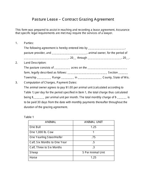 Grazing Lease Template