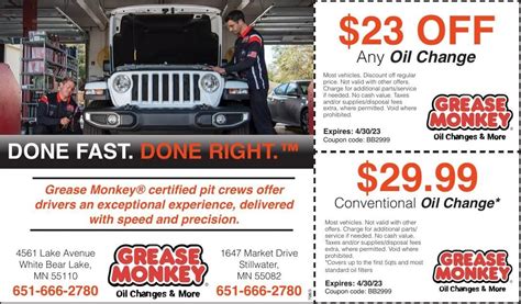Grease Monkey $20 Off Coupon Printable