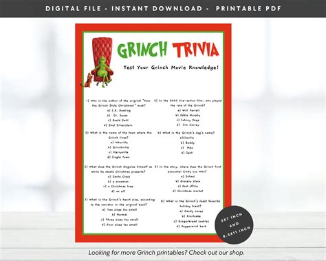 Grinch Trivia Printable