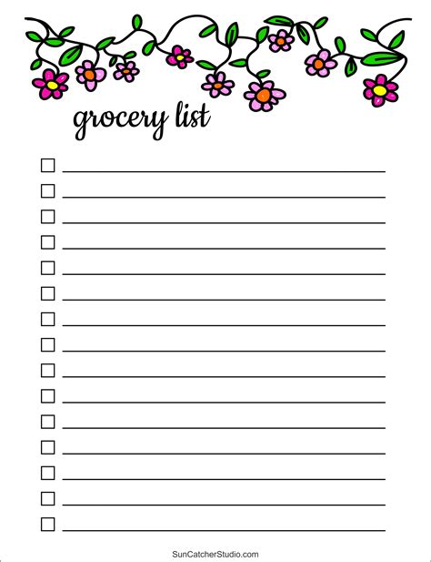 Grocery List Blank Printable