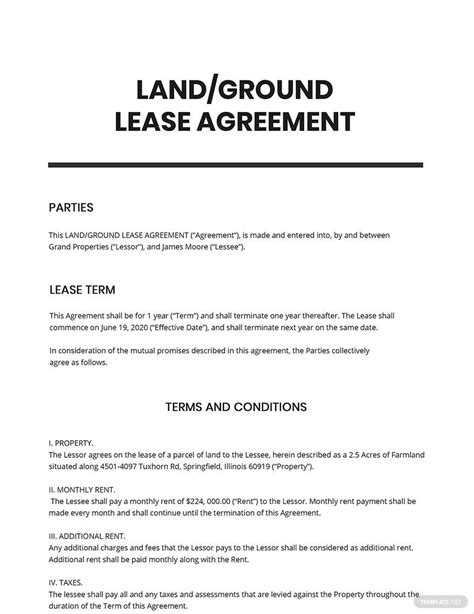 Ground Lease Template