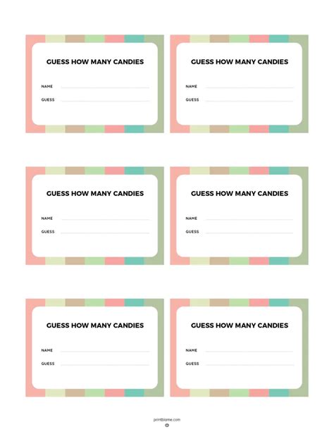 Guess How Many Candies In A Jar Template